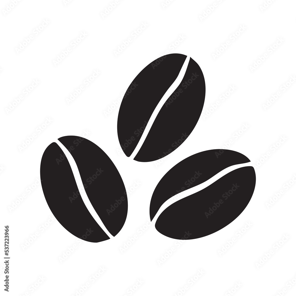 Fototapeta premium Coffee beans logo illustration. Simple minimal clean graphic design. Vector symbol of cafe bean. Isolates brown organic aroma. Vintage logo of roasted espresso. Isolated illustration.