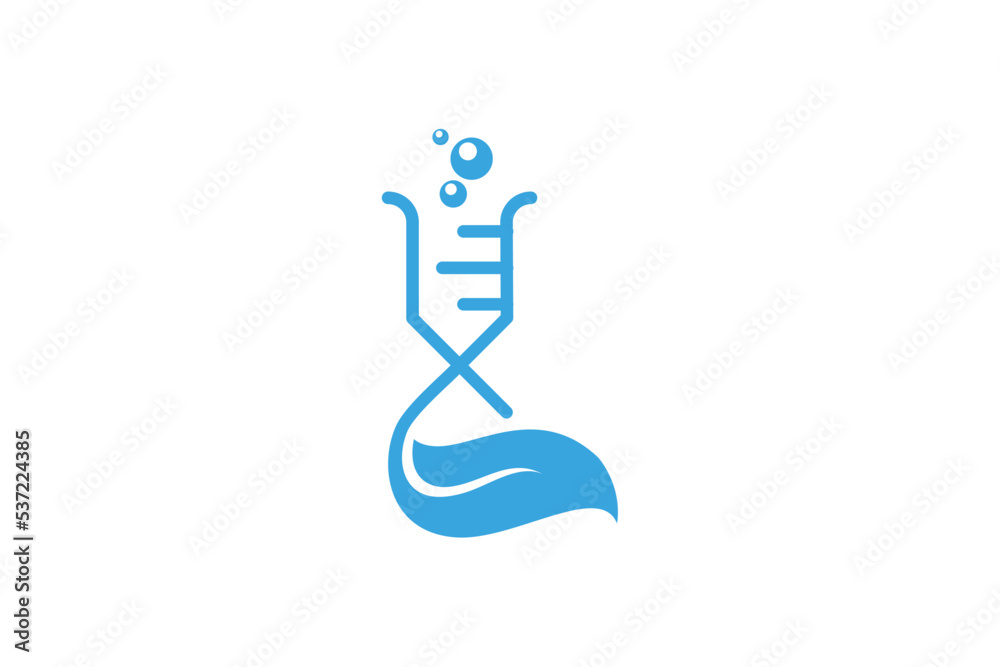 Tube glassware logo design laboratory hand leaf shape with bubble icon symbol Tube glassware logo design laboratory hand leaf shape with bubble icon symbol