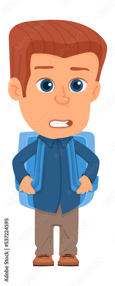 Cute little boy with school backpack. Cartoon kid Cute little boy with school backpack. Cartoon kid