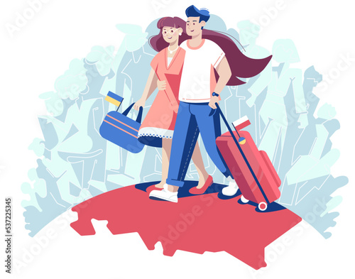 vector Illustration of a couple of travelers