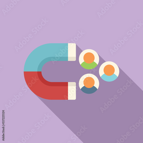 Audience magnet icon flat vector. Ad group. Company media