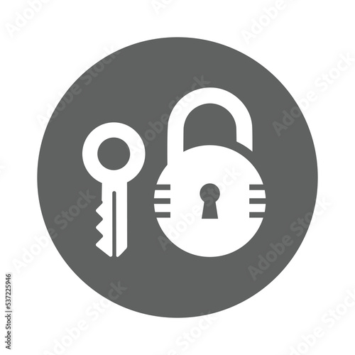 Key, lock, password icon. Gray vector sketch.
