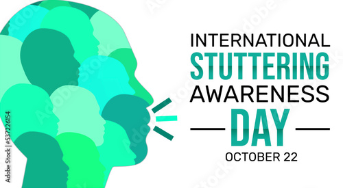 International Stuttering Awareness Day background with colorful speaking portrait. October 22 is world stuttering awareness day, backdrop photo
