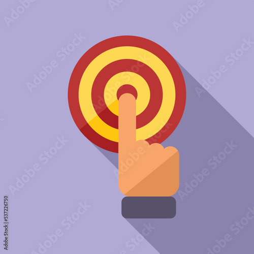 Push button target icon flat vector. People seo. Customer ad