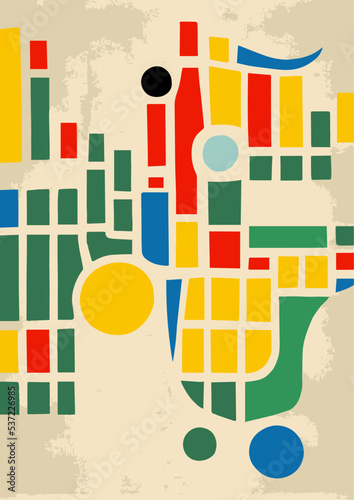 Abstract city map. Colorful illustration with various shapes. © Vasily Merkushev