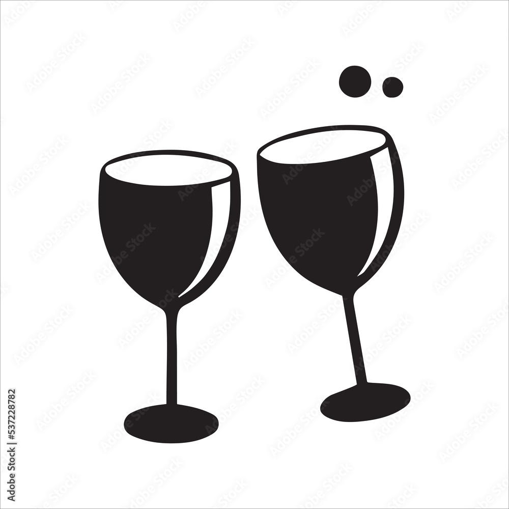 Wine glass flat design. Vector logo illustration. Red wine drink. Isolated beverage in a bar or a winery. Simple minimal modern wineglass. Modern vine juice. Vineyard product. Elegant logo of wine.