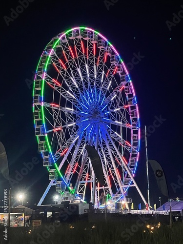 Colorful Ferris wheel with night lights Atlantic City New Jersey