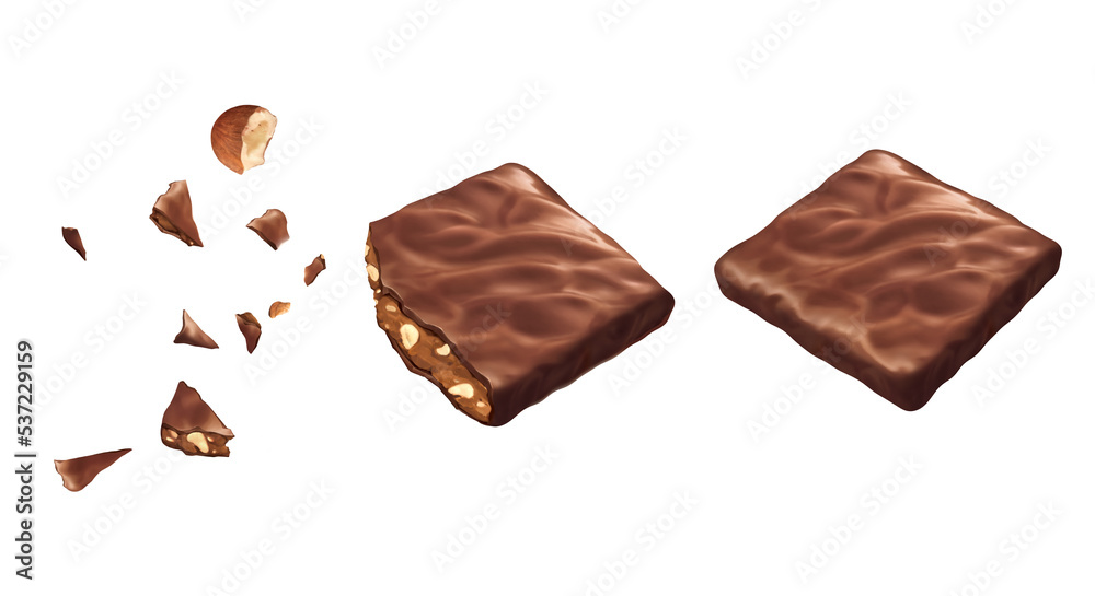 Fototapeta premium Chocolate block isolated on white