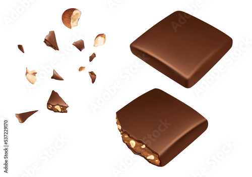 Chocolate block isolated on white