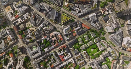 Oslo Norway v30 cinematic vertical top down view drone flyover pilestredet 30 neighborhood capturing sentrum downtown cityscape from above in daytime - Shot with Mavic 3 Cine - June 2022 photo