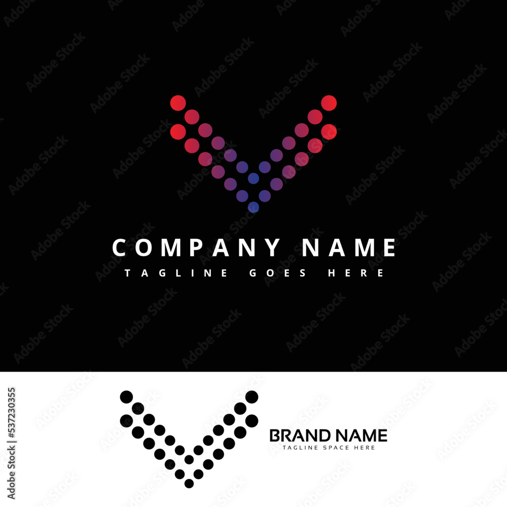 Letter V Logotype With Triangle Shapes, Growing Arrow Up Symbol, Play ...