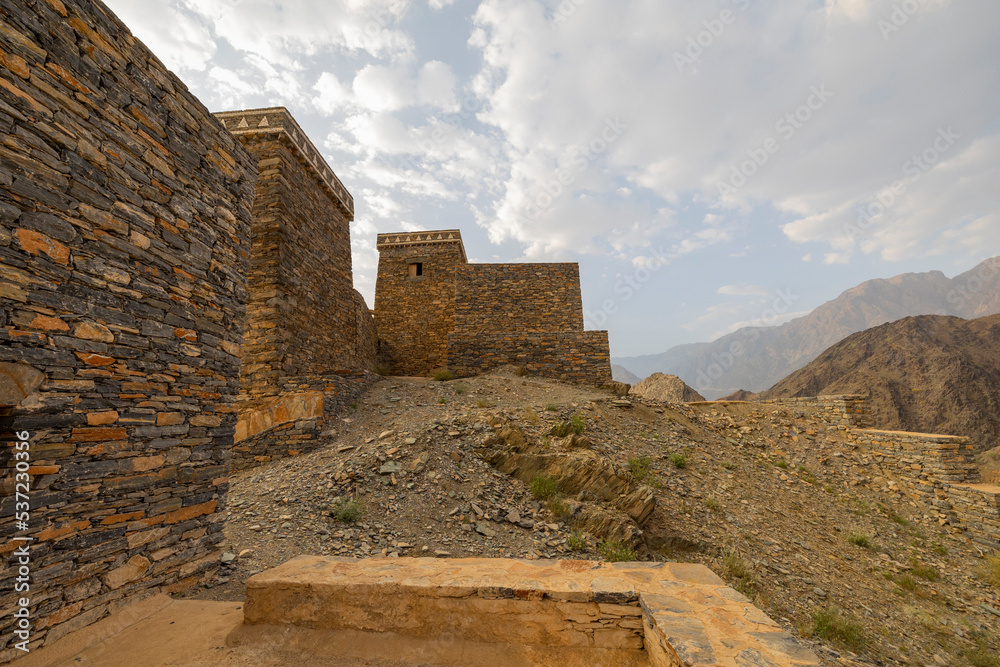 Inside walls of Thee Ain (Dhee Ayn) heritage village in the Al-Baha region of Saudi Arabia