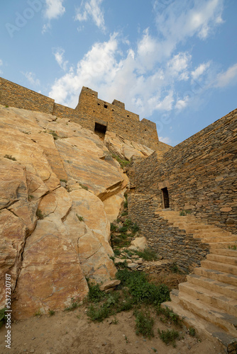 Inside walls of Thee Ain (Dhee Ayn) heritage village in the Al-Baha region of Saudi Arabia