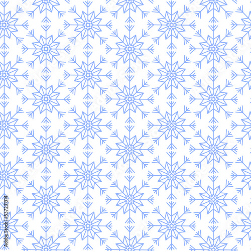 Snowflake winter seamless pattern. Vector illustration. Merry Christmas  seasonal concept.