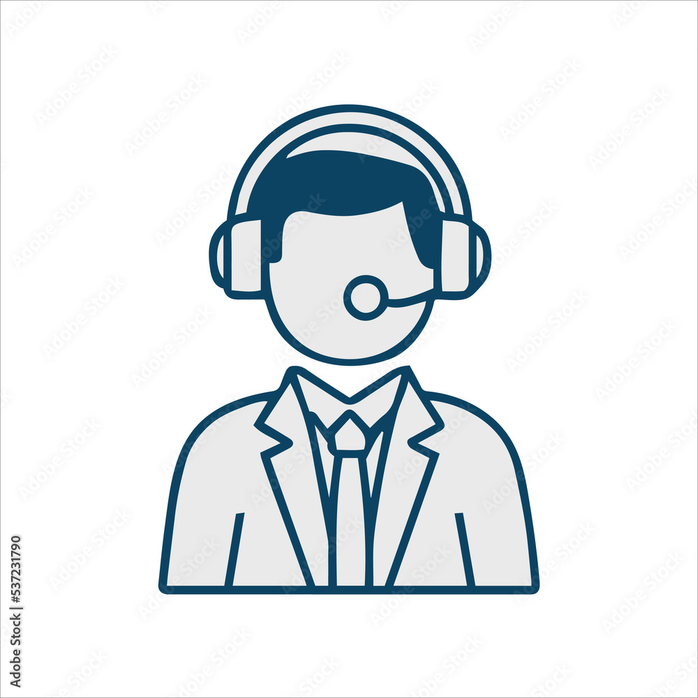 Customer service. Helpdesk assistance. Pictogram logo. Vector illustration. Help support icon. Flat isolated symbol for hotline. Online chat icon. Help assistance. Communication symbol. Web operator.