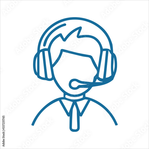 Customer service. Helpdesk assistance. Pictogram logo. Vector illustration. Help support icon. Flat isolated symbol for hotline. Online chat icon. Help assistance. Communication symbol. Web operator.