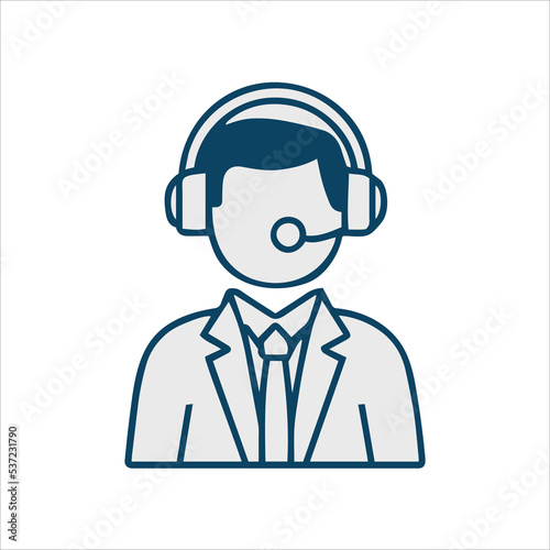 Customer service. Helpdesk assistance. Pictogram logo. Vector illustration. Help support icon. Flat isolated symbol for hotline. Online chat icon. Help assistance. Communication symbol. Web operator. © Fortis Design