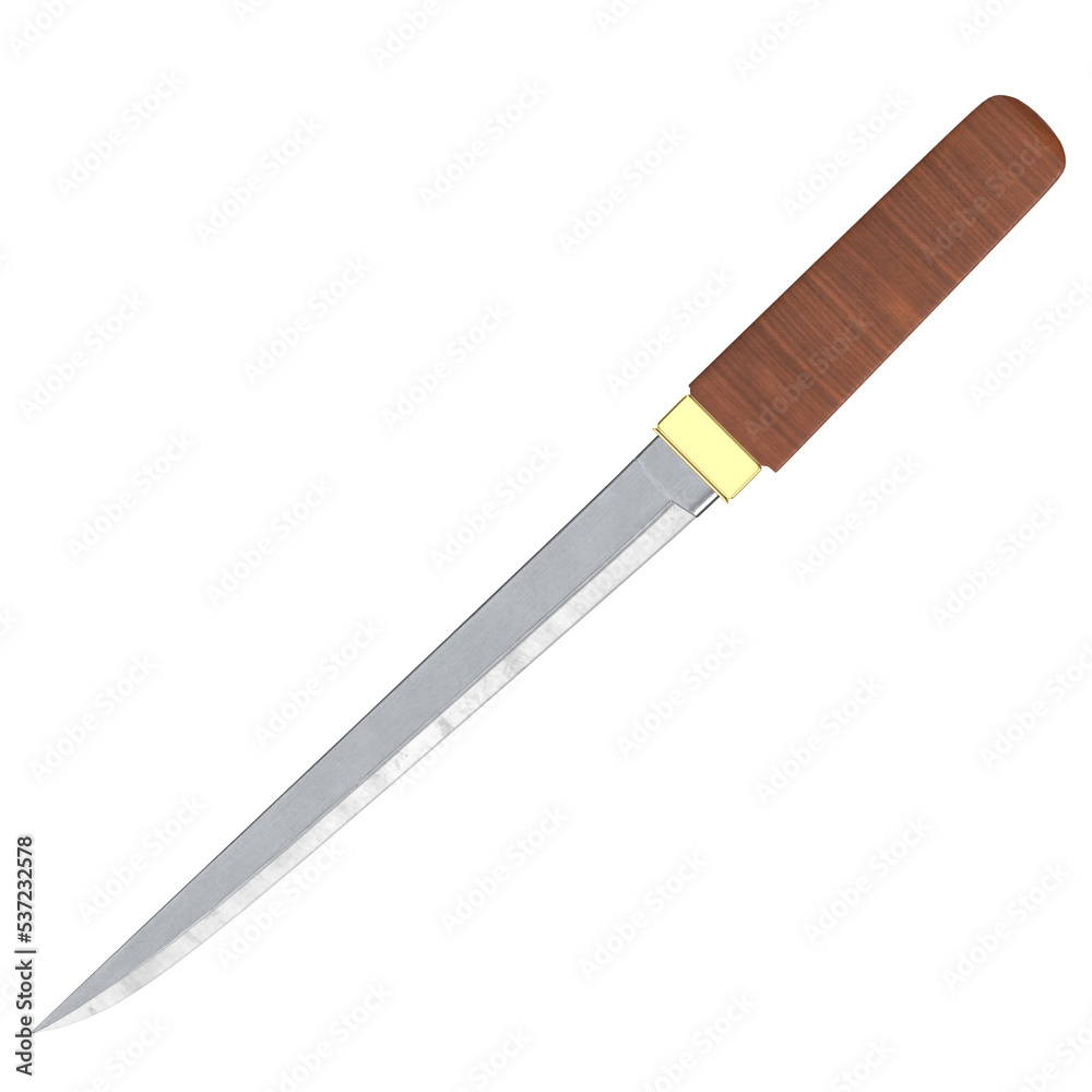 3d rendering illustration of a Japanese tanto knife 3d rendering illustration of a Japanese tanto knife