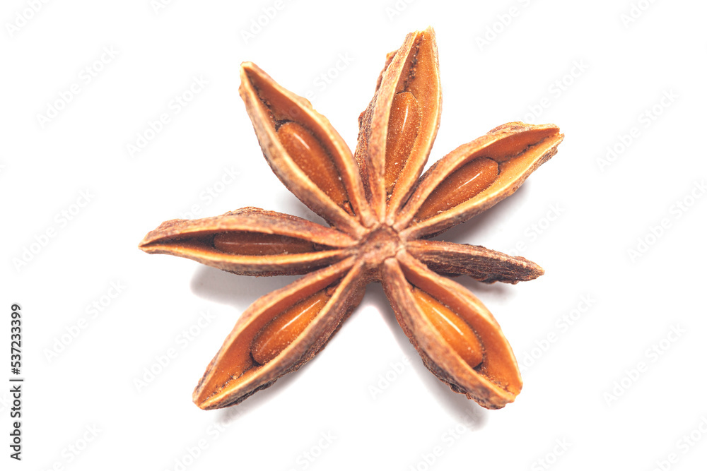 Star anise isolated on white background. Dried star anise spice fruits Star anise isolated on white background. Dried star anise spice fruits