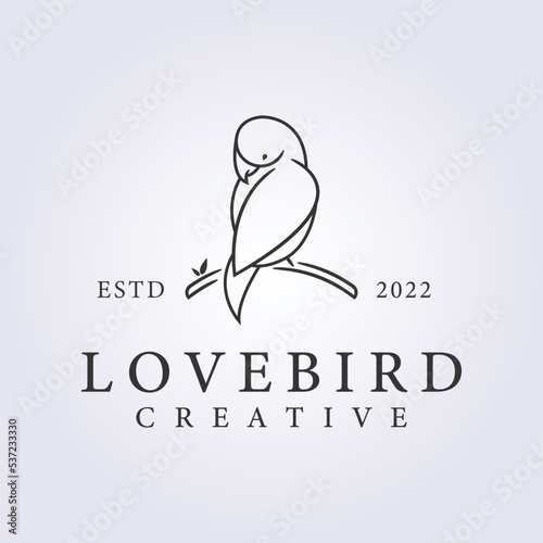 simple lovebird line art logo vector illustration design