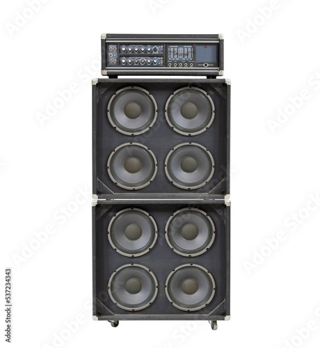  Vintage bass amplifier with speaker stack isolated.
