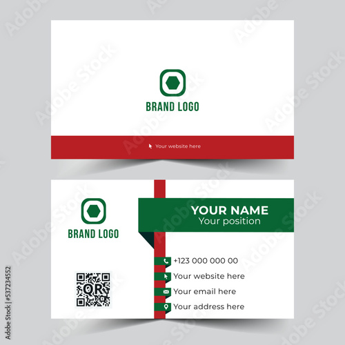 Professional elegant red and green corporate modern business card design template