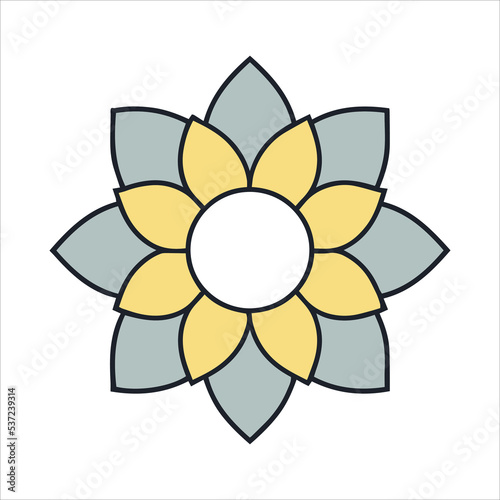 Simple elegant flower vector illustration. Flat colorful logo. Minimal pictogram. Outline vector of blooming plant.