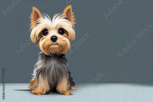 a small, dog sitting with very big ears, a small yorkshire terrier puppy sits and waits. generative ai photo