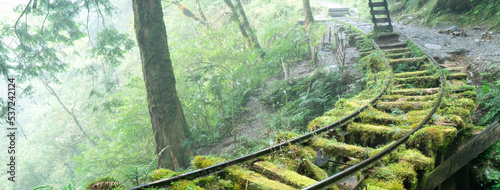 Beautiful Jianqing (Jiancing) historic trail, the forest railway of Taipingshan in Taiwan. photo