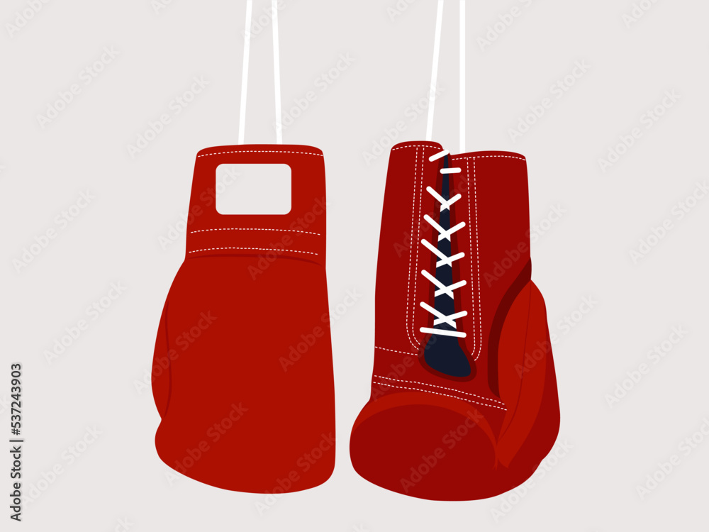Red Boxing Gloves on a string, light background
