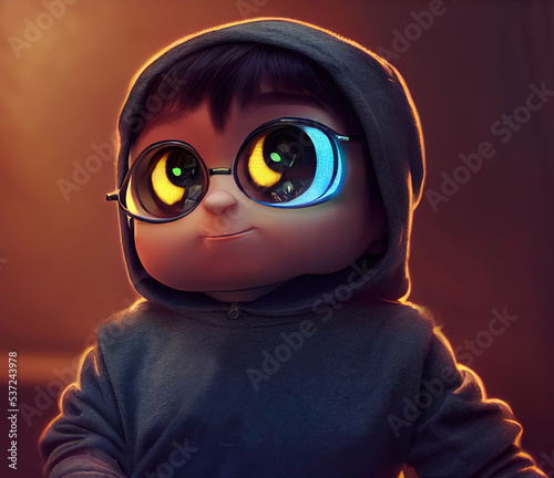 Cartoon Naughty Hoodie Boy Character with Sun Glasses. Fantasy Backdrop Concept Art Realistic Illustration Video Game Background Digital Painting CG Artwork Scenery Artwork Serious Book Illustration 