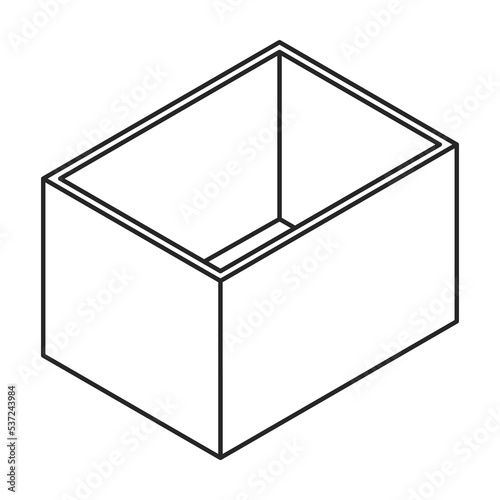 Wooden box vector icon. Isometric outline vector icon isolated on white background wooden box .