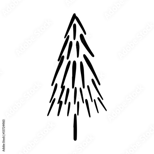 Vector Christmas tree outline icon.