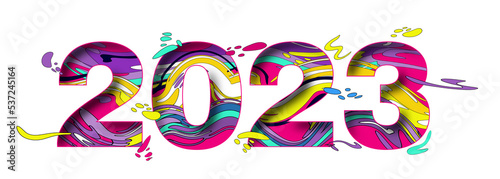 2023 New Year. Decorative vector cut out numbers.