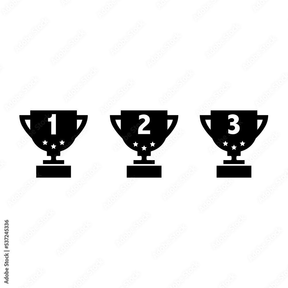 Three prize cups 1st, 2nd and 3rd place. Three prize cups 1st, 2nd and 3rd place.
