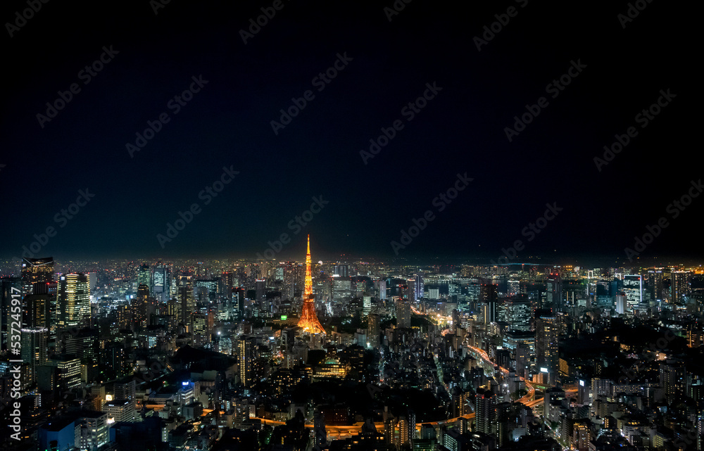 The most beautiful Viewpoint Tokyo tower in tokyo city ,japan.