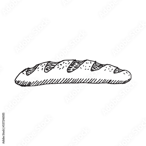Loaf of bread illustration. Bread sketch style. Old hand drawn engraving imitation. © Nadzin