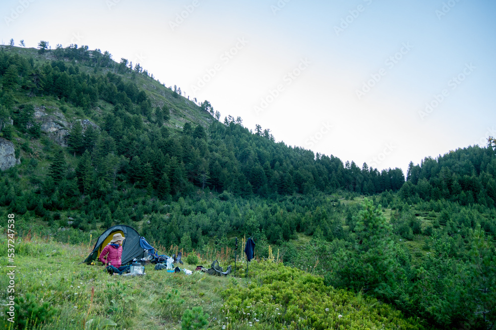 camp in the wild on the balkan trail.