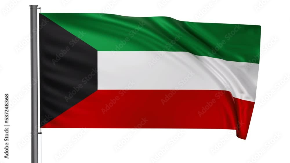 Kuwait flag waving in the wind looped video, with alpha mask Kuwait flag waving in the wind looped video, with alpha mask