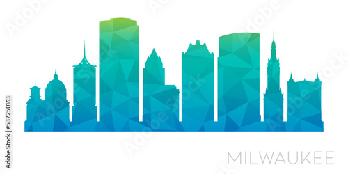 Milwaukee, WI, USA Low Poly Skyline Clip Art City Design. Geometric Polygon Graphic Horizon Icon. Vector Illustration Symbol.