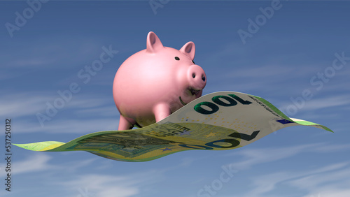Sparschwein fliegt auf 100 Euro Schein