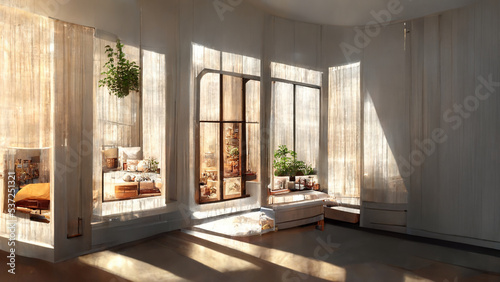 bright room in white neutral with morning sunlight © OMG Snap