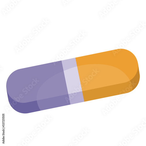 purple and orange eraser, top view, isolated object on white background, vector illustration,