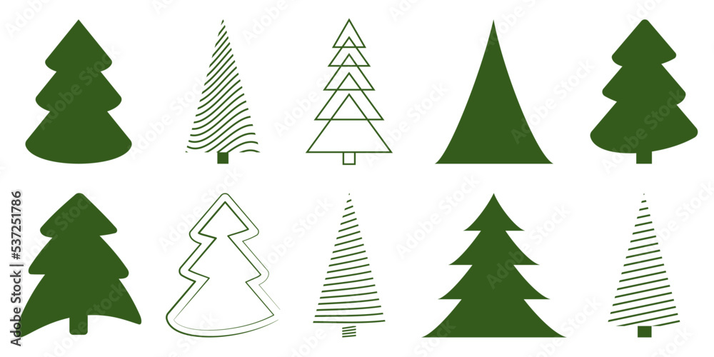 Set of green Christmas trees. Design for web and mobile app. Vector illustration Set of green Christmas trees. Design for web and mobile app. Vector illustration