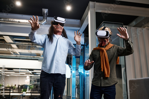 Creepy zombie employees using virtual reality technology