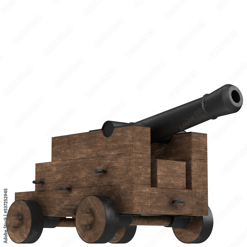 3d rendering illustration of a naval cannon