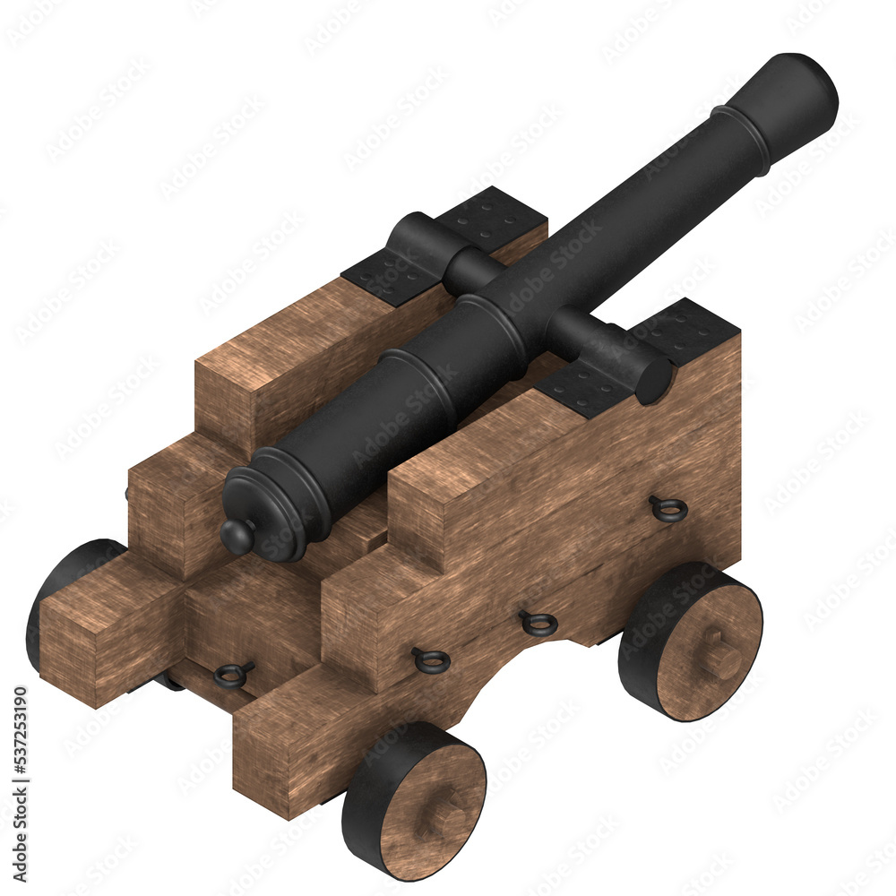 3d rendering illustration of a naval cannon
