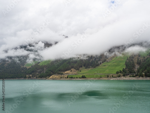 Landscape  of Lake  Vernagt Stausee in South Tyrol photo