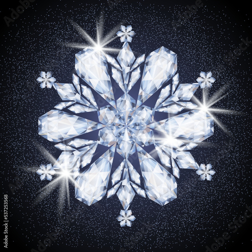 Winter brilliant diamond snowflake card,vector illustration