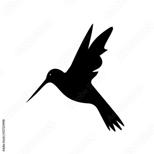 Hummingbird icon. Flat vector illustration in black on white background photo